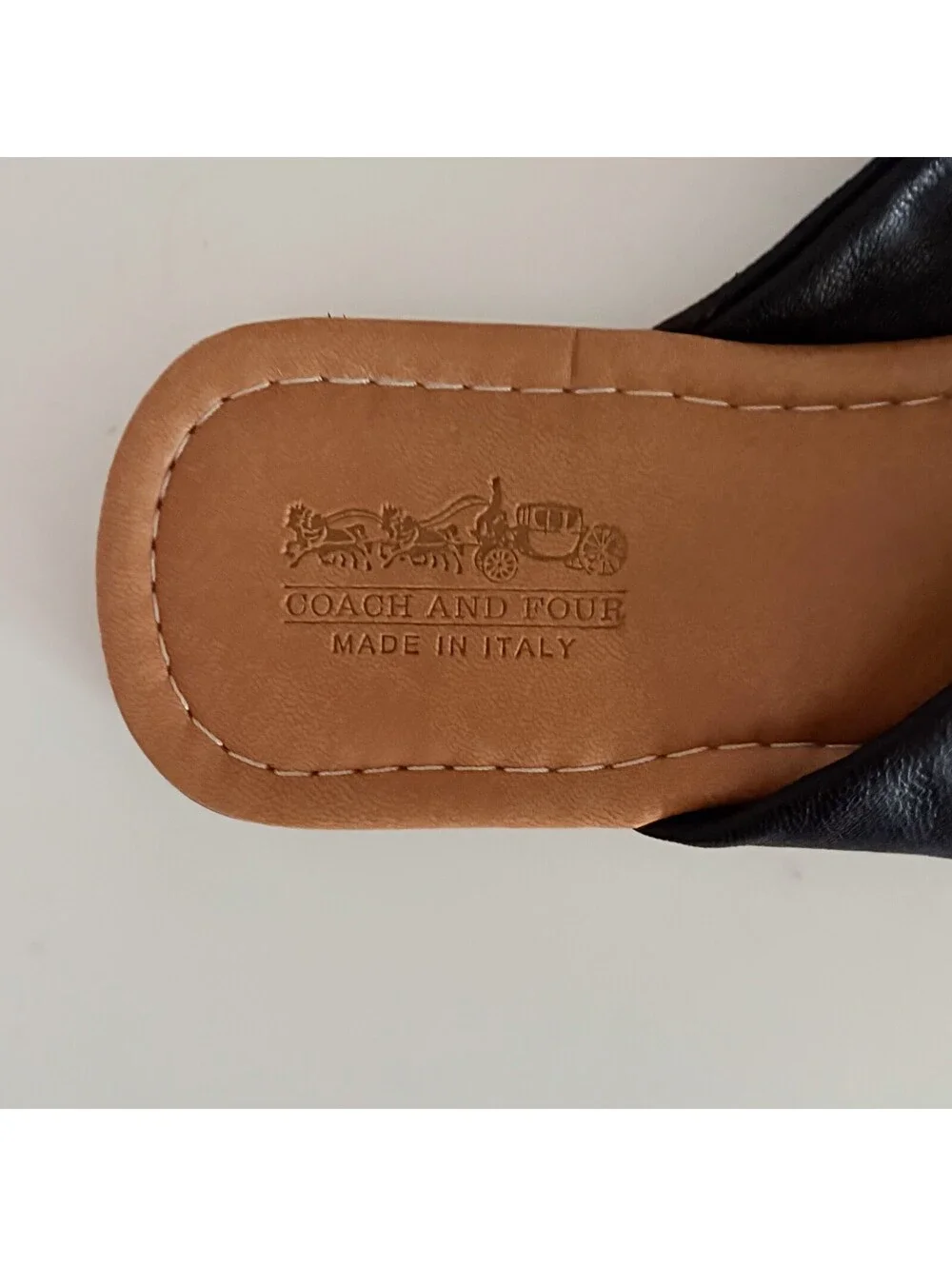 Coach And Four Sassari Womens Size 8M Leather Black Thong Flip Flop Sandals Shoe